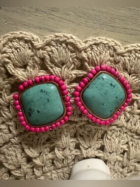 Pink and turquoise earrings